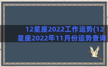 12星座2022工作运势(12星座2022年11月份运势查询)