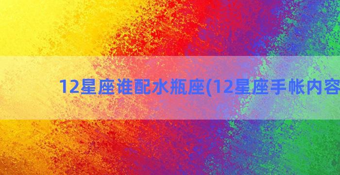 12星座谁配水瓶座(12星座手帐内容水瓶)