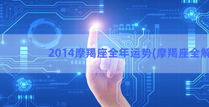 2014摩羯座全年运势(摩羯座全解)