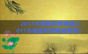 2017水瓶座和摩羯座(2017水瓶座和摩羯座配吗)