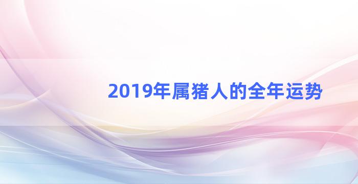 2019年属猪人的全年运势