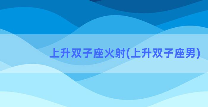 上升双子座火射(上升双子座男)