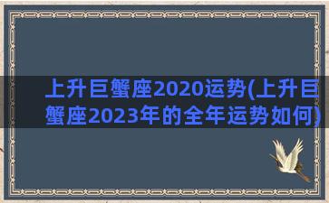 上升巨蟹座2020运势(上升巨蟹座2023年的全年运势如何)