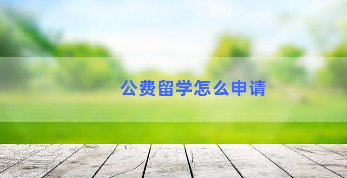 公费留学怎么申请