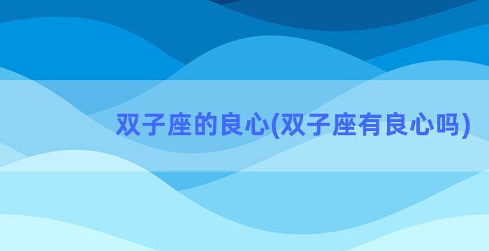 双子座的良心(双子座有良心吗)