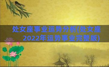 处女座事业运势分析(处女座2022年运势事业完整版)