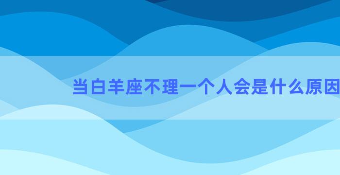 当白羊座不理一个人会是什么原因